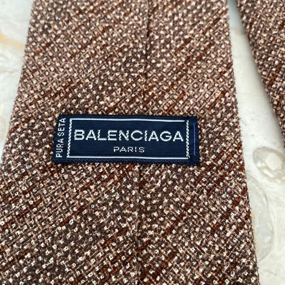 Balenciaga 100% Raw Natural Silk Tie Vintage - Picture 5 of 6